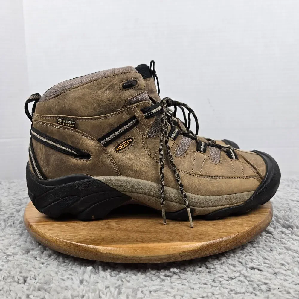 Keen Mens 13 Targhee 2 Mid Waterproof Brown Black Performance Trail Hiking Boots